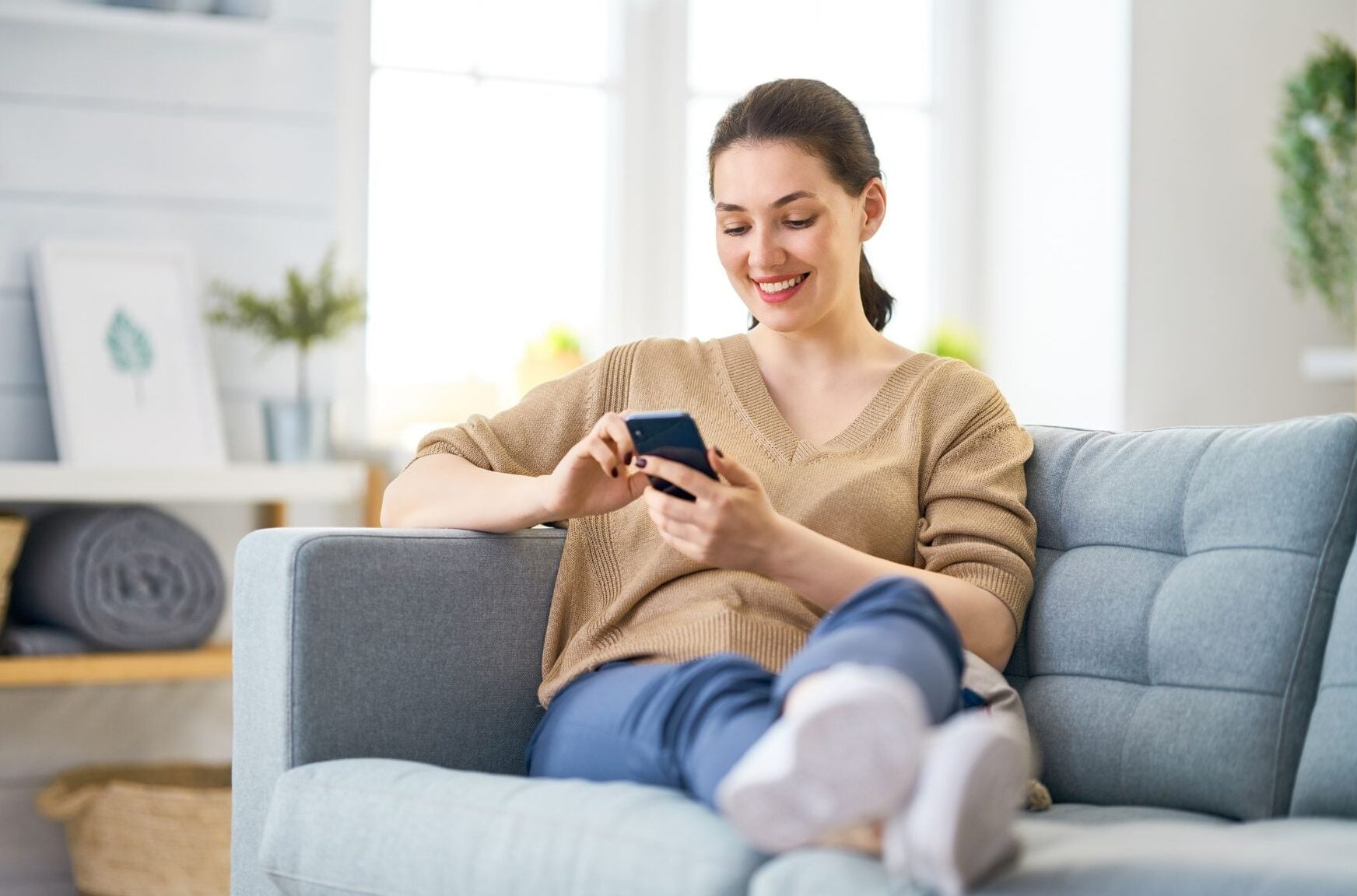lady sitting on couch